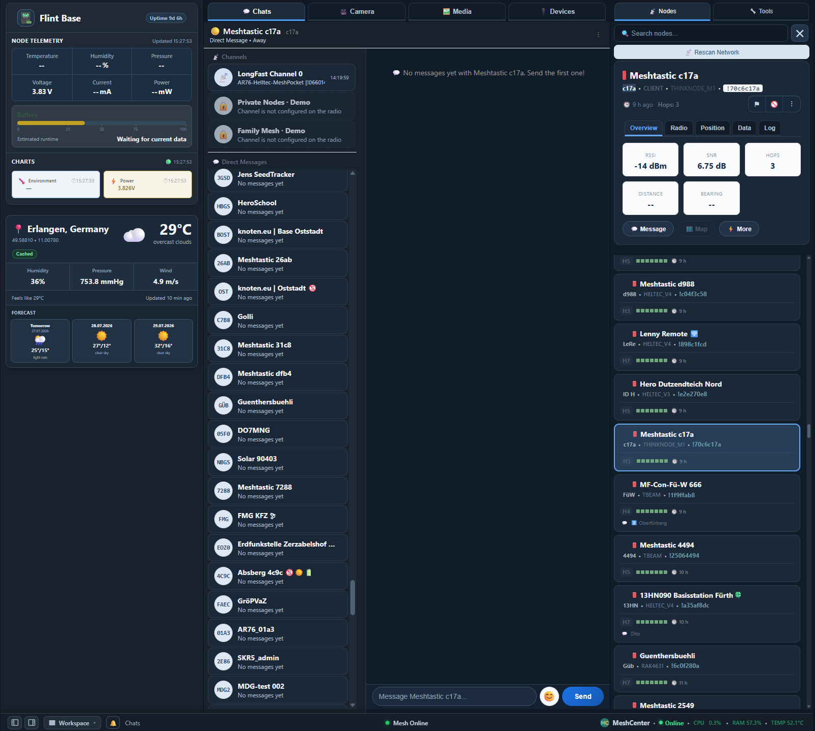MeshCenter dark interface